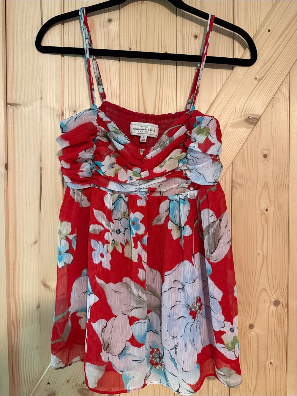 Abercrombie & Fitch Red Floral Spaghetti Strap Tank